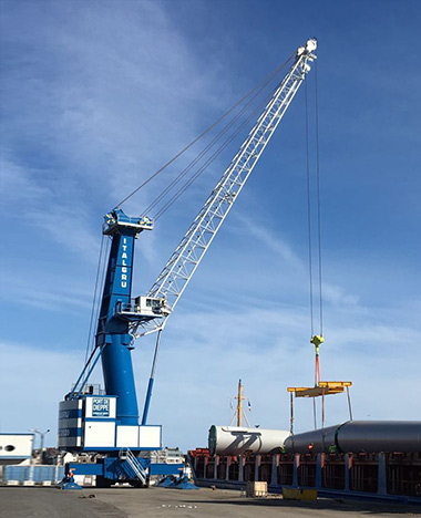 Hydraulic mobile harbour crane
